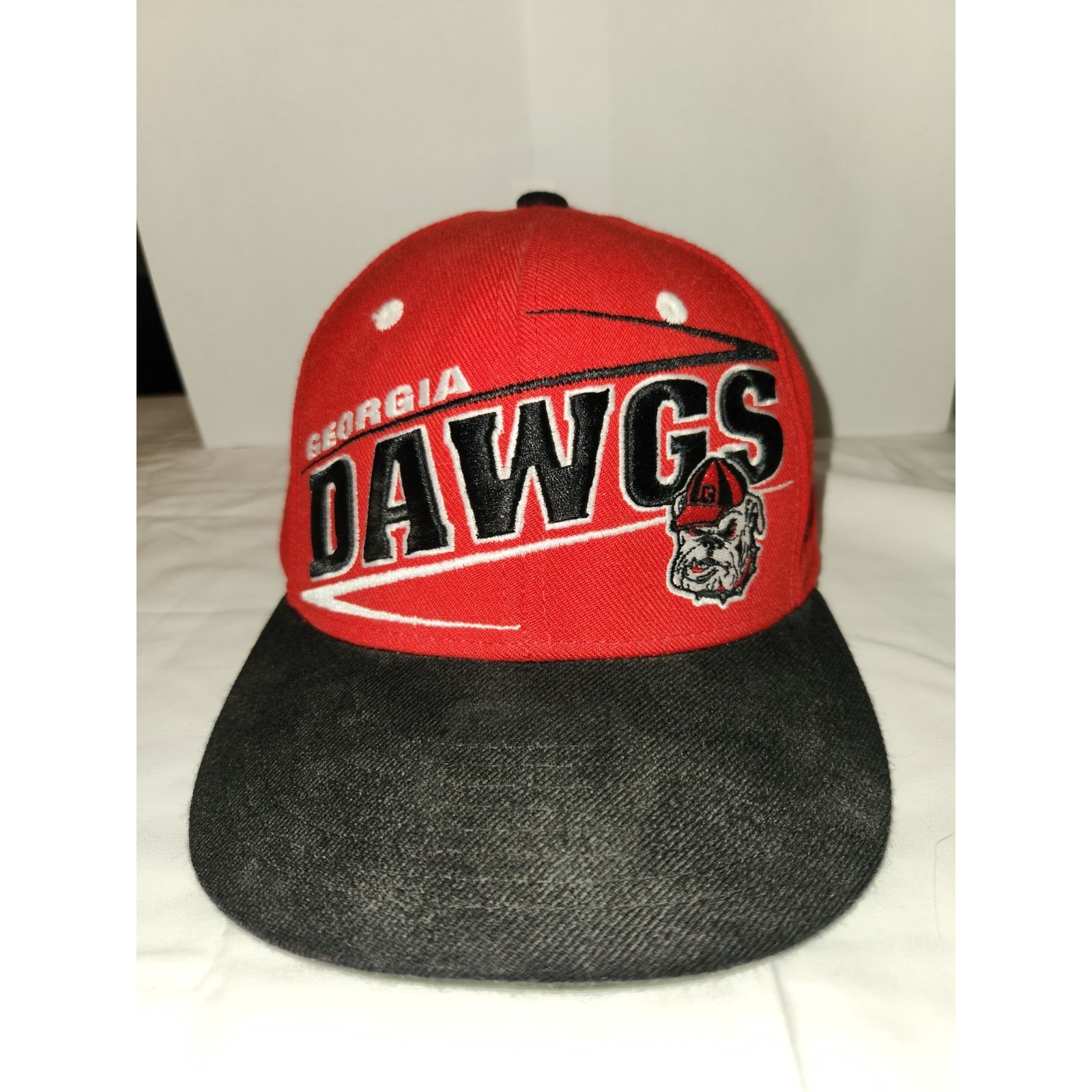 Vtg Logo Georgia Bulldogs Dawgs Zephyr Snapback Cap Hat Wool Blend Uga Red